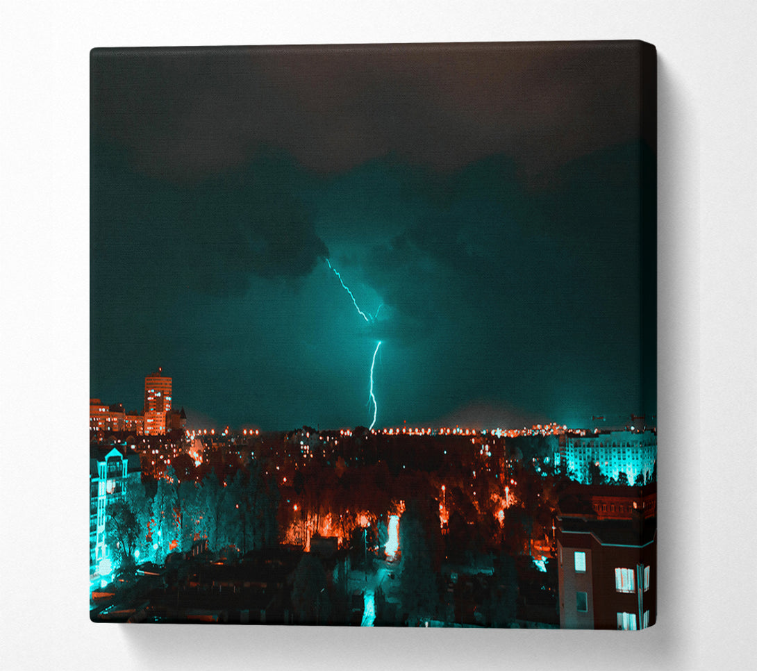  A Canvas Print of Teal City Storm Canvas Print