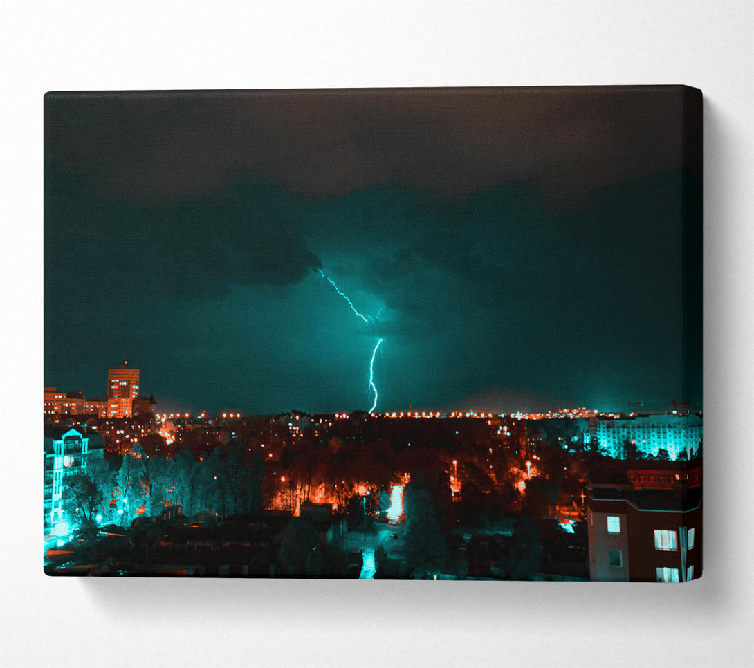  A Canvas Print of Teal City Storm Canvas Print