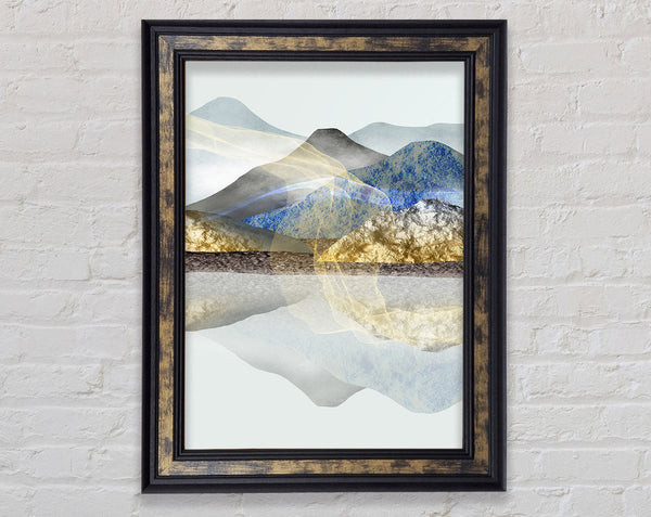 Blue And Gold Mountins Framed Print