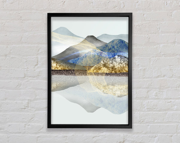 Blue And Gold Mountins Framed Print
