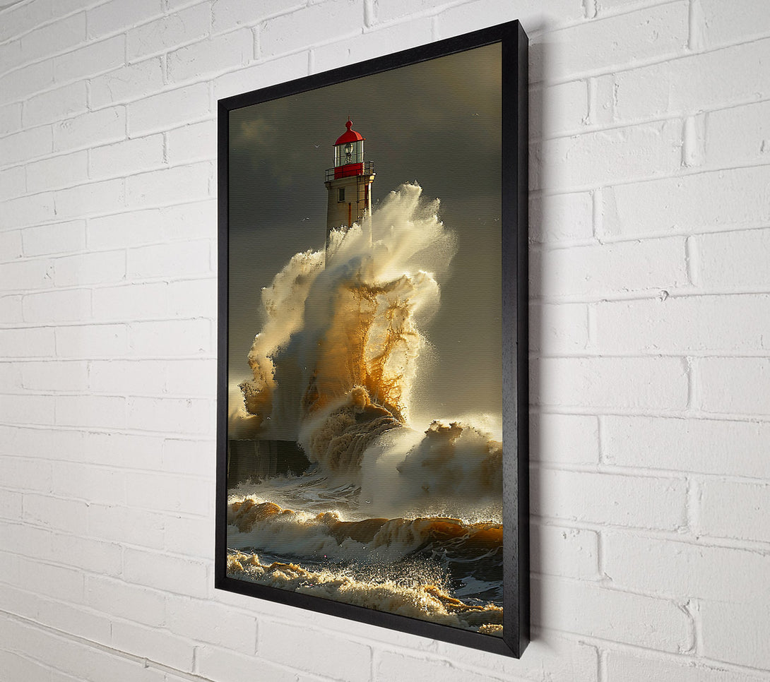  A Canvas Print of Golden Lighthouse Fury Canvas Wall Art