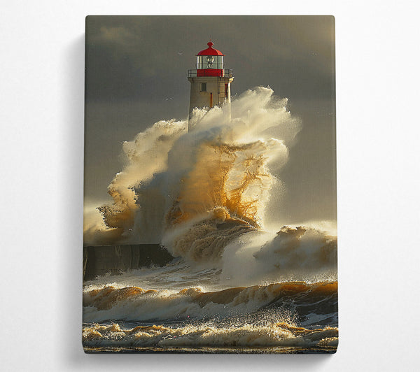  A Canvas Print of Golden Lighthouse Fury Canvas Wall Art