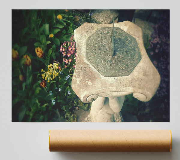 Stone Garden Sundial Giclee Print