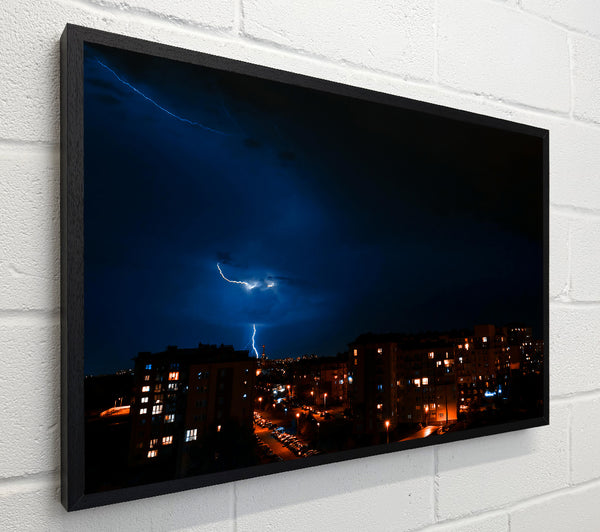 Blue Lightning Cityscape