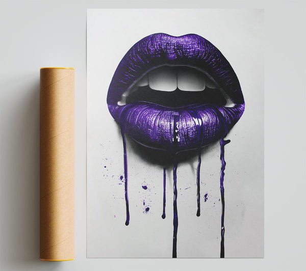 Purple Lips Drip Poster