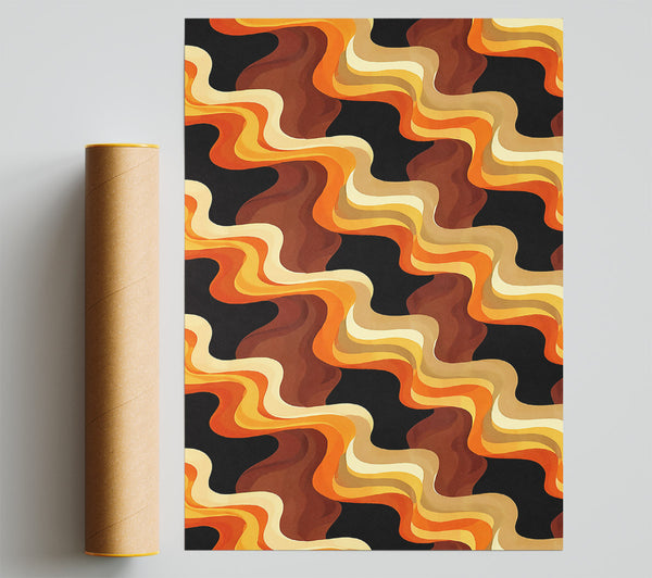 Orange Wave Abstract Print