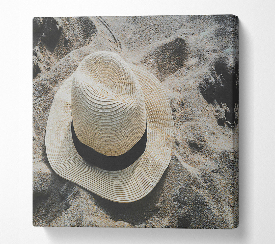 A Canvas Print of Tan Hat On Sand Canvas Print