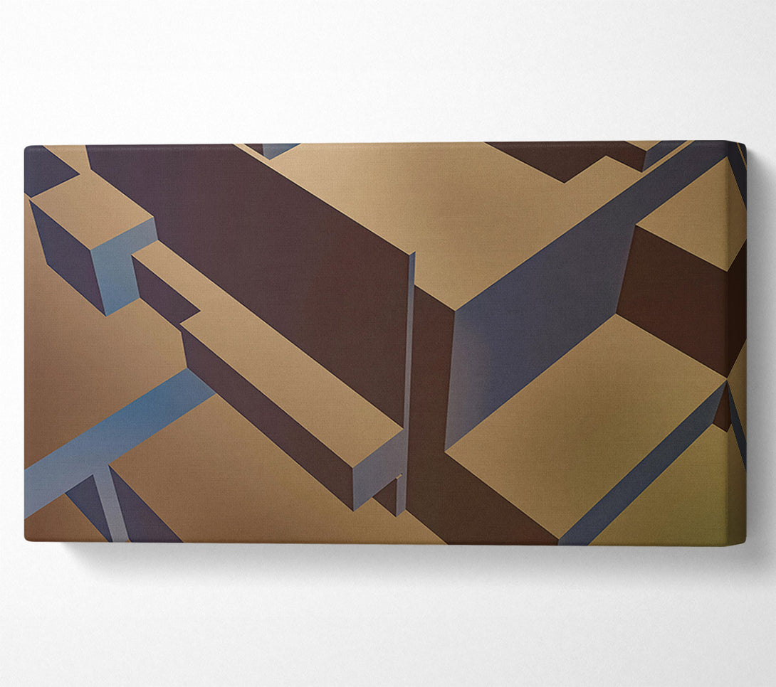  A Canvas Print of Golden Geometric Maze Canvas Art