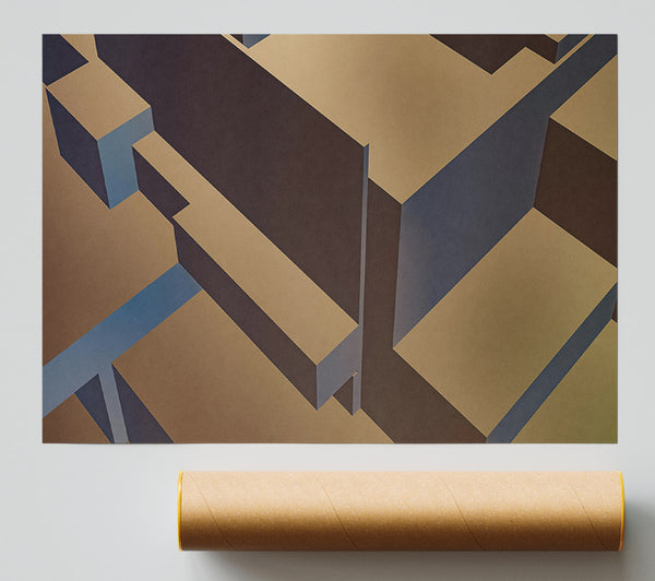 Golden Geometric Maze Giclee Print