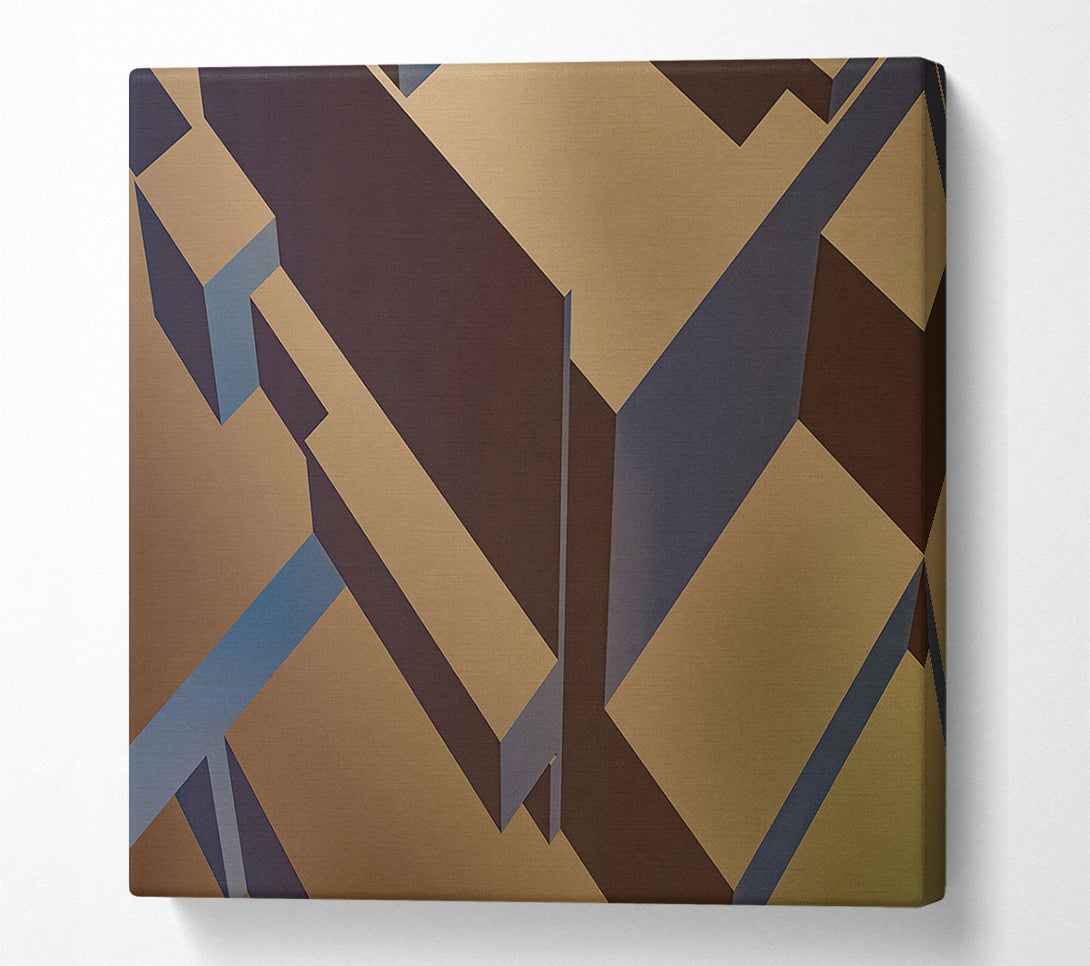 A Canvas Print of Golden Geometric Maze Canvas Art
