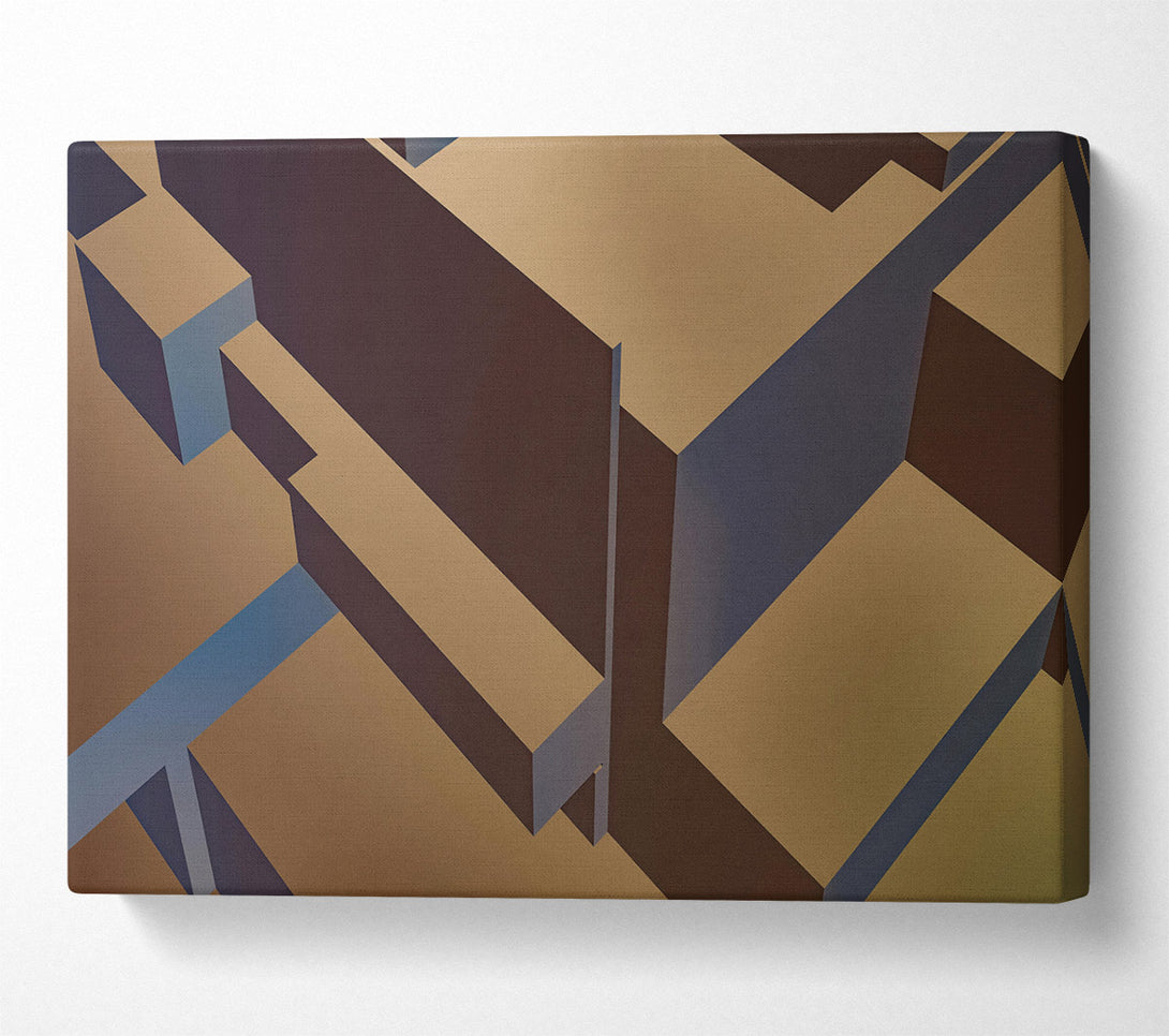  A Canvas Print of Golden Geometric Maze Canvas Art