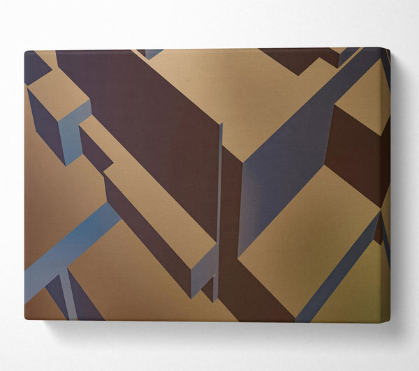  A Canvas Print of Golden Geometric Maze Canvas Art