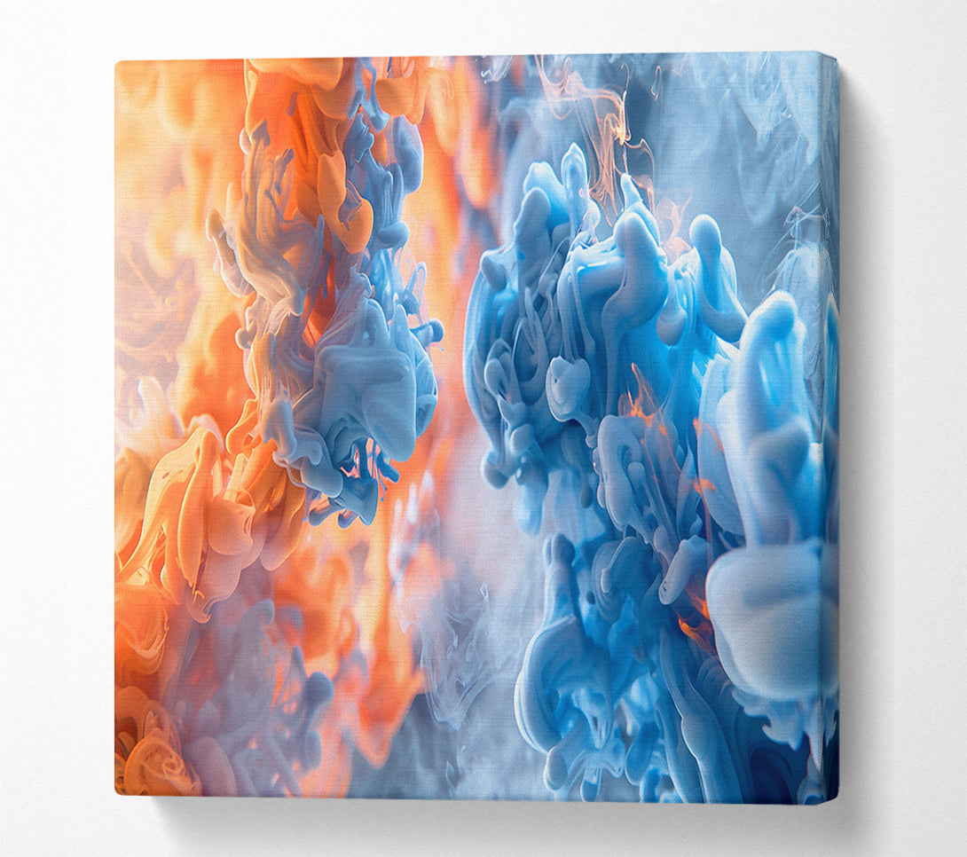  A Canvas Print of Azure Ink Swirls Canvas Wall Art