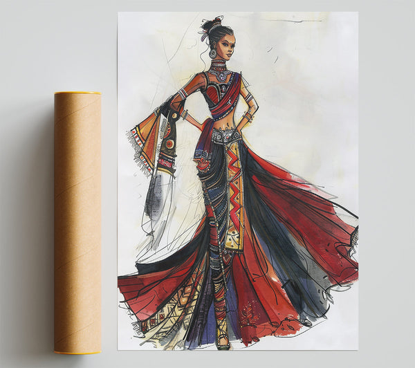Crimson And Gold Elegance Poster