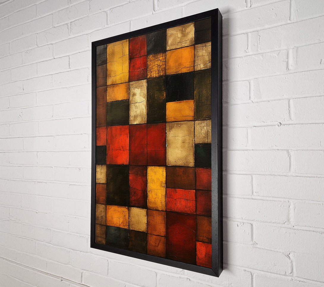  A Canvas Print of Crimson Grid Hues Canvas Wall Art