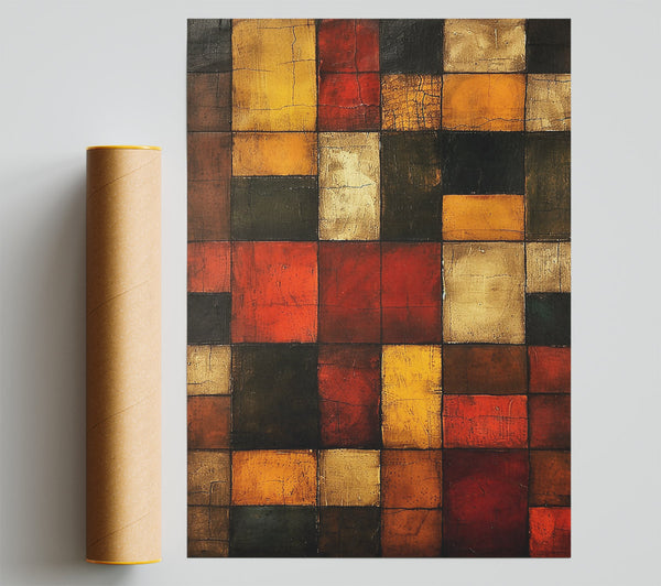 Crimson Grid Hues Print