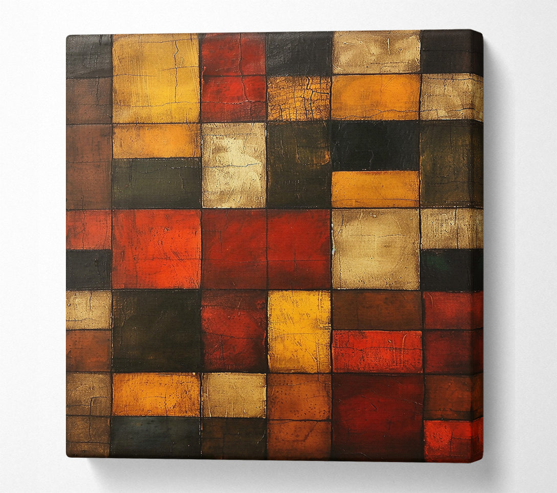  A Canvas Print of Crimson Grid Hues Canvas Wall Art