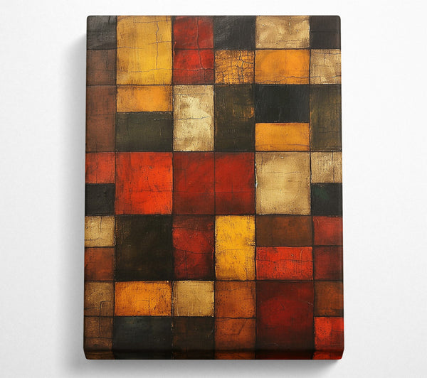  A Canvas Print of Crimson Grid Hues Canvas Wall Art