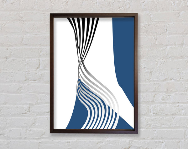 Blue And Walnut Wavy Lines Framed Print