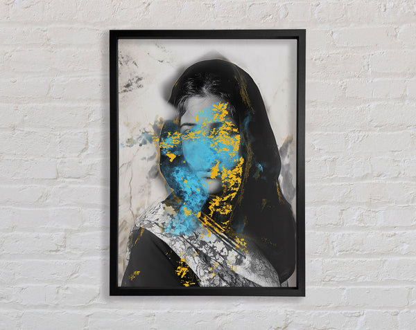Blue And Yellow Distressed Framed Print