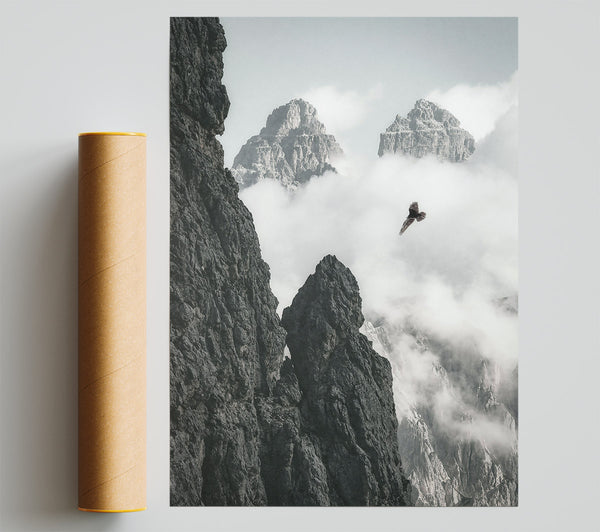 Grey Skies, Black Cliffs Print