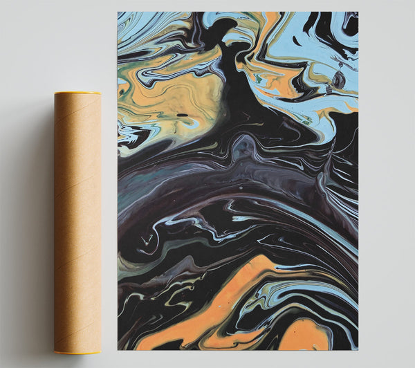 Black Swirling Orange Poster
