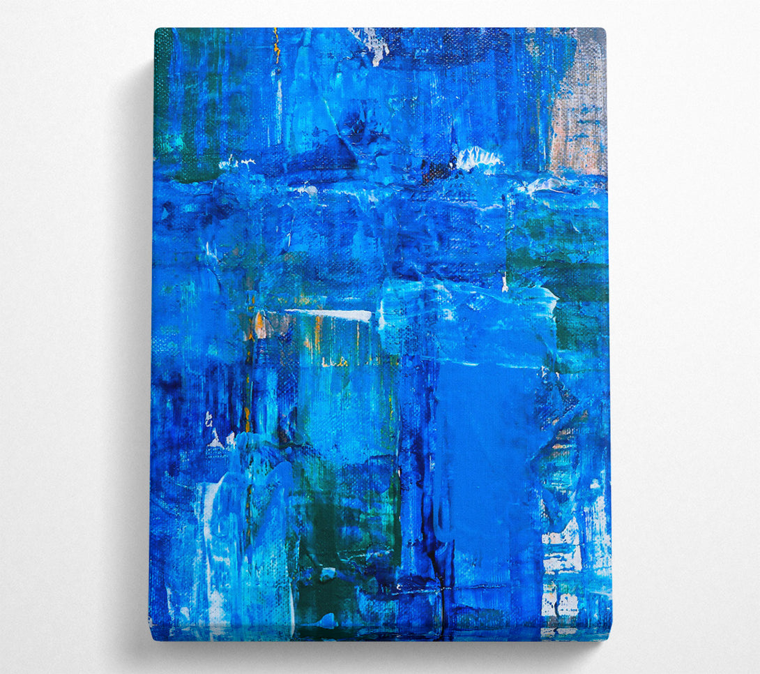  A Canvas Print of Azure Abstract Strokes Canvas Wall Art
