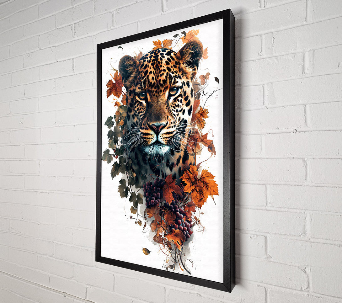  A Canvas Print of Autumnal Leopard Gaze Canvas Wall Art