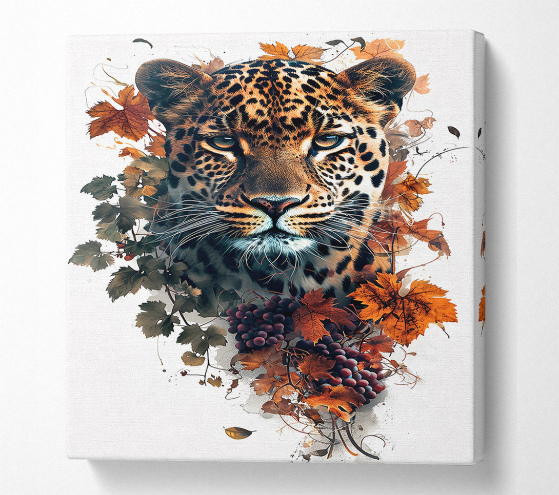  A Canvas Print of Autumnal Leopard Gaze Canvas Wall Art