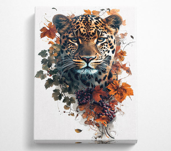  A Canvas Print of Autumnal Leopard Gaze Canvas Wall Art