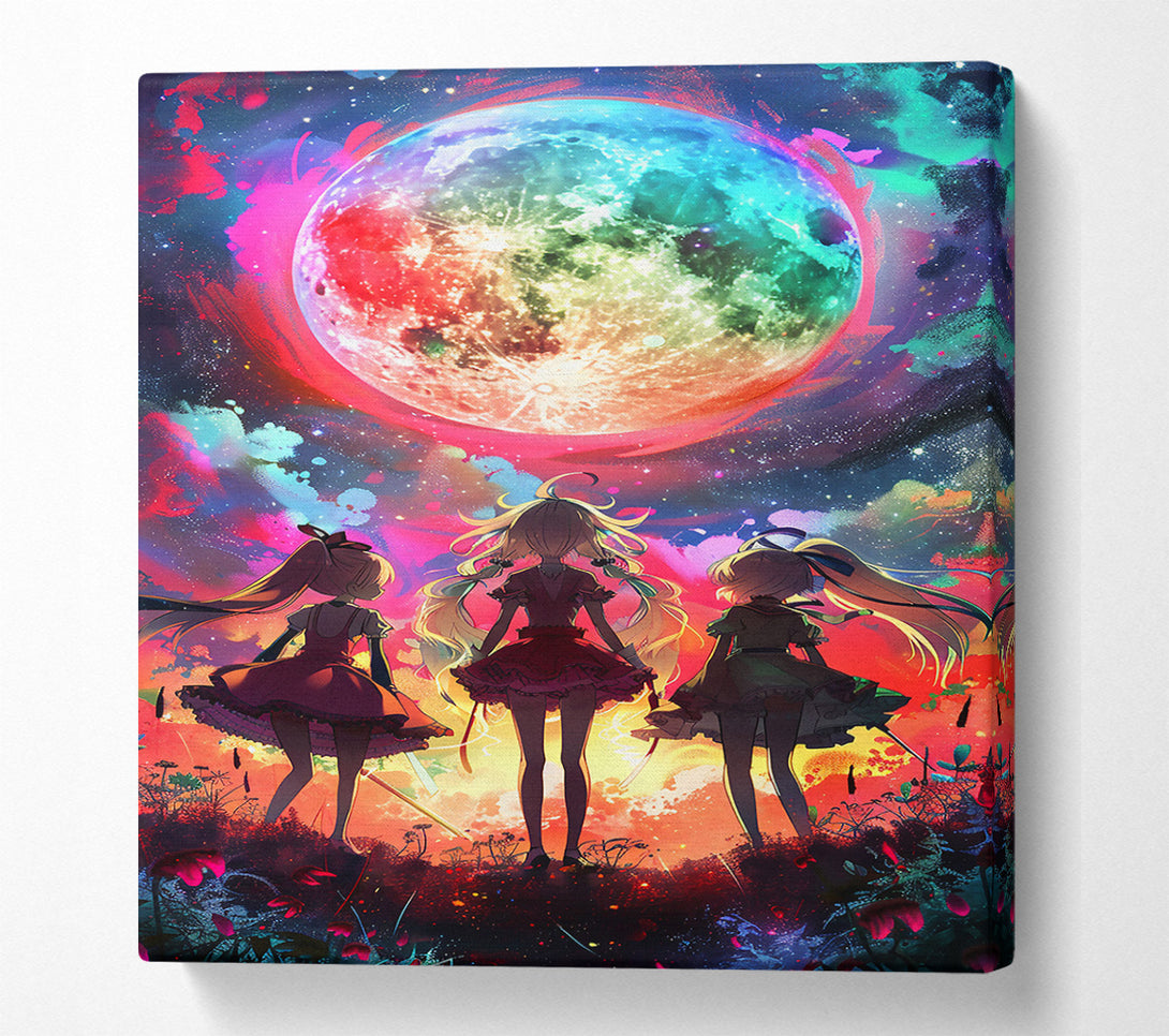  A Canvas Print of Crimson Moon Sisters Canvas Art