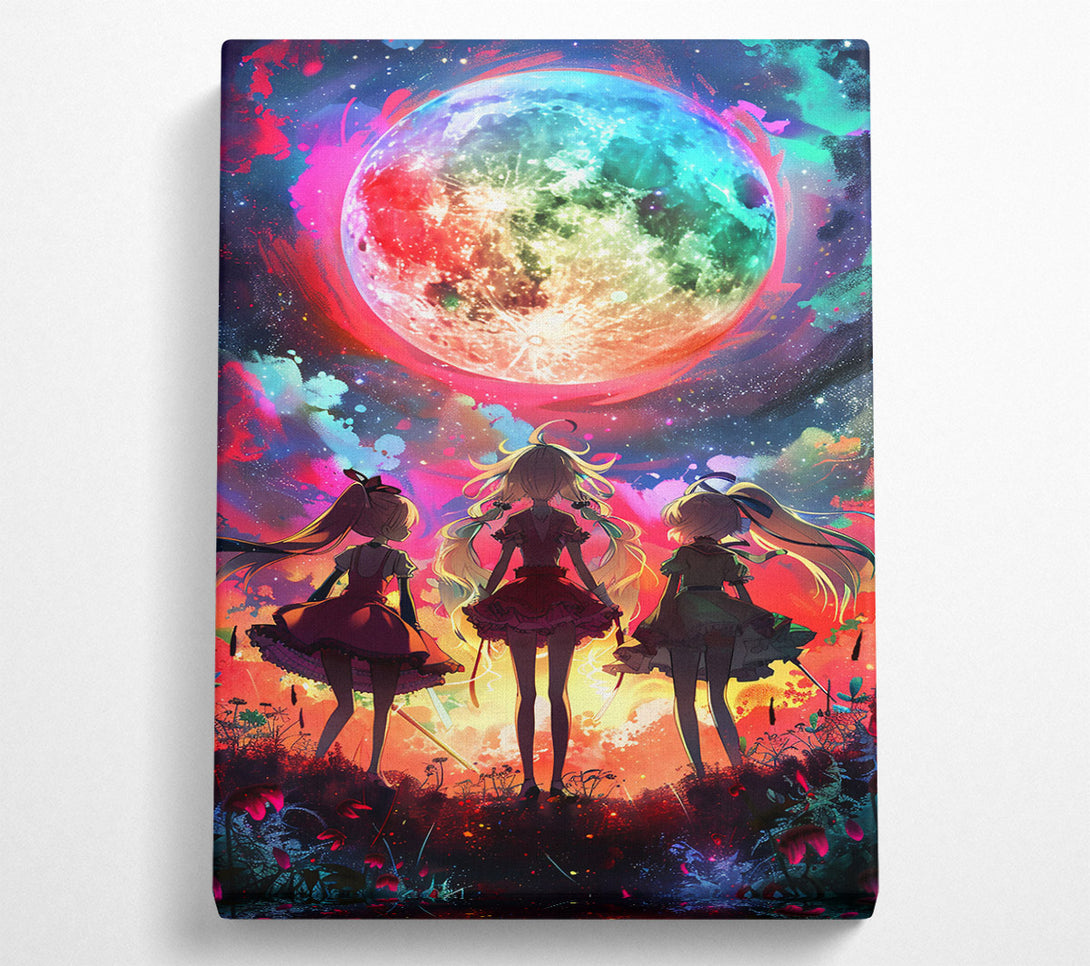  A Canvas Print of Crimson Moon Sisters Canvas Art