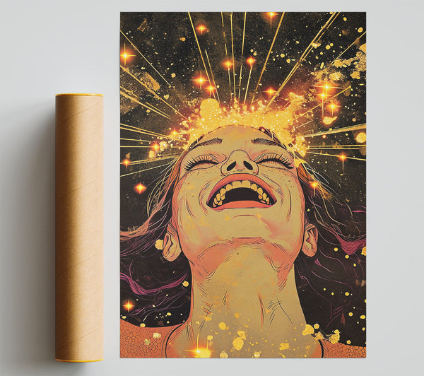 Golden Laughter Burst Giclee Print