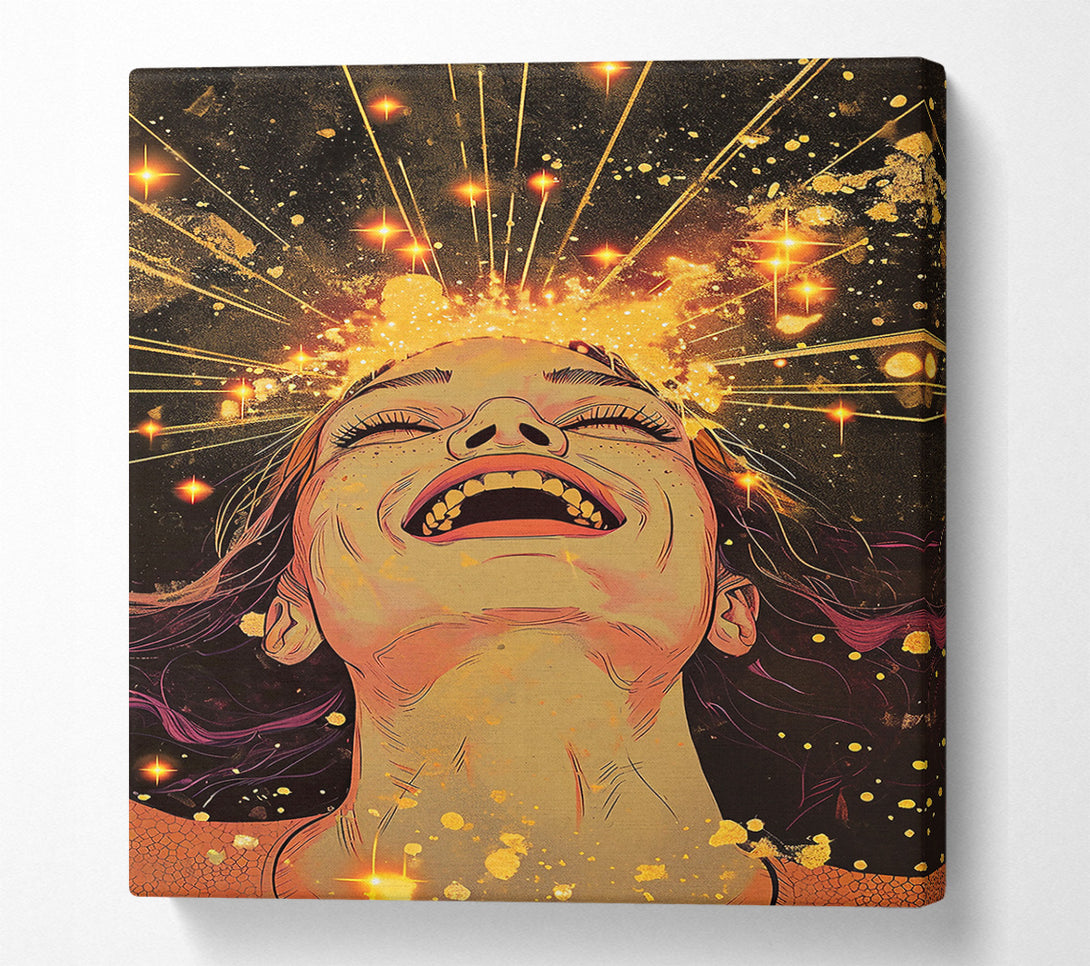  A Canvas Print of Golden Laughter Burst Canvas Wall Art
