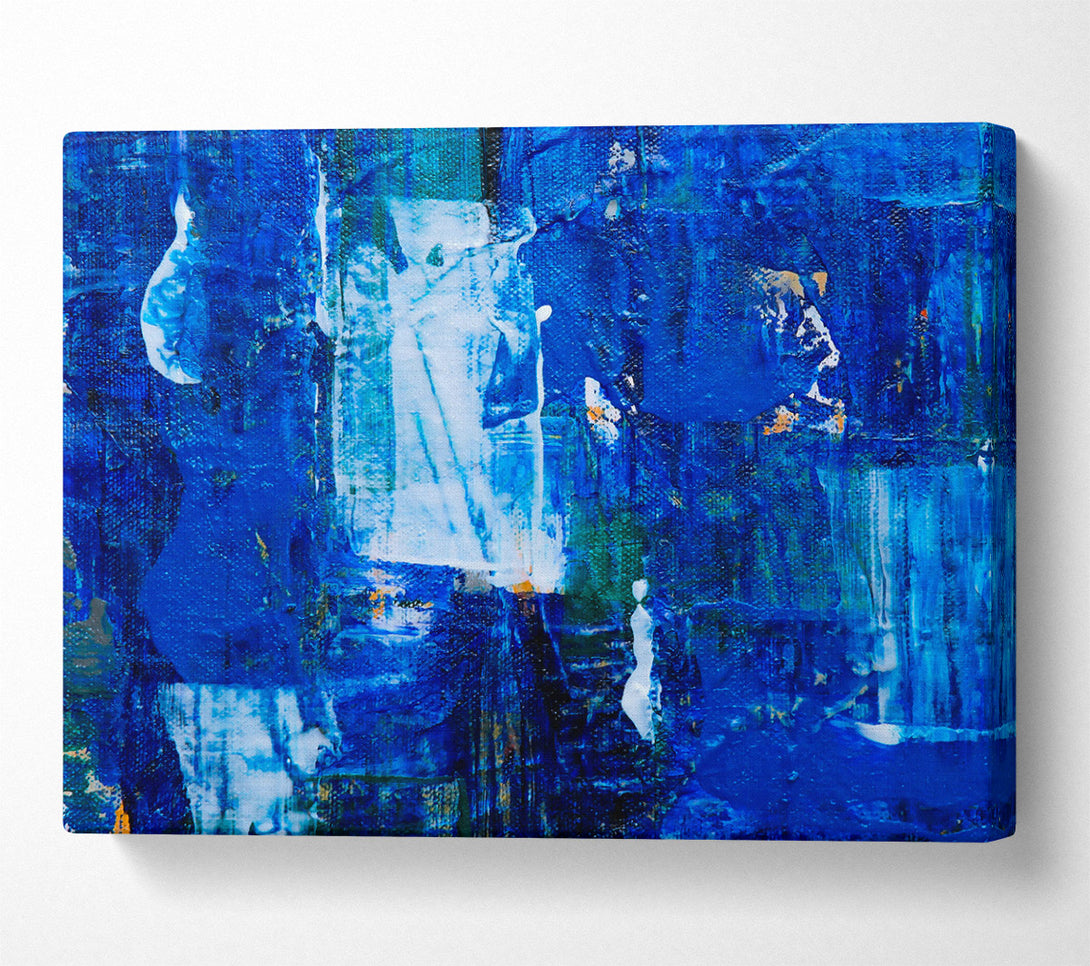  A Canvas Print of Azure Abstract Strokes Canvas Wall Art