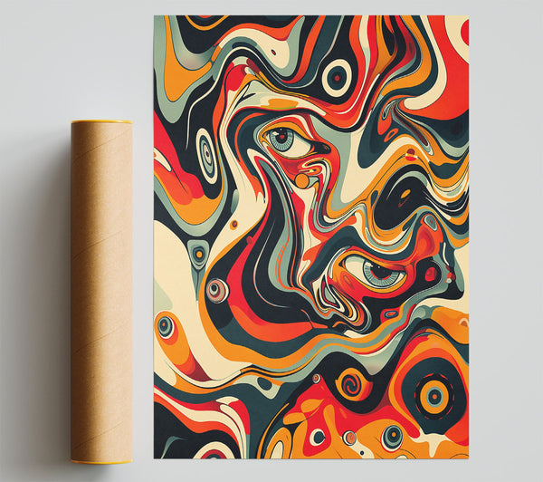 Orange Swirling Eyes Giclee Print