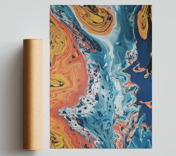 Blue And Orange Swirl Print