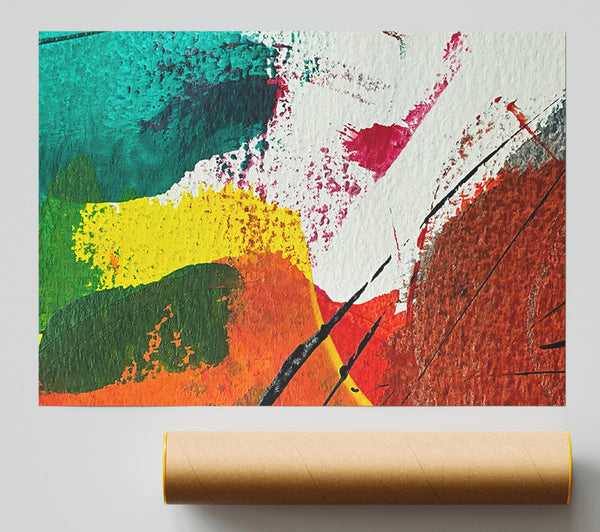 Yellow And Teal Abstract Giclee Print
