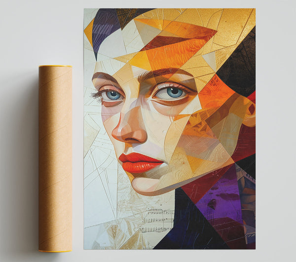 Golden Geometric Gaze Giclee Print