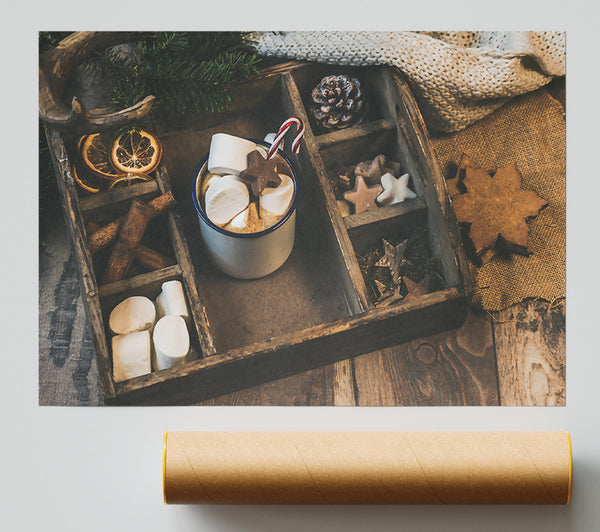 Brown Wooden Cocoa Tray Print