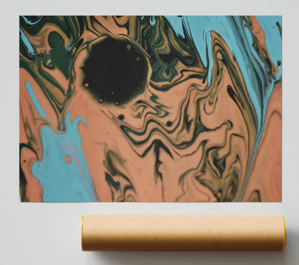 Peachy Swirls And Blues Poster