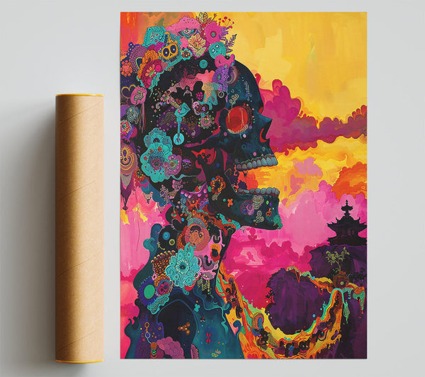 Pink Skull Dreamscape Giclee Print
