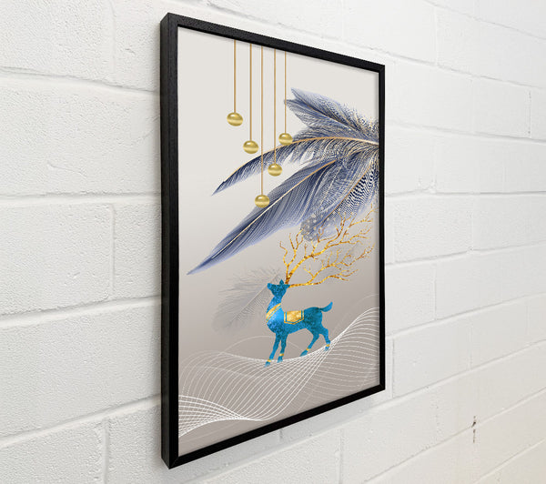 Blue Deer With Feathers