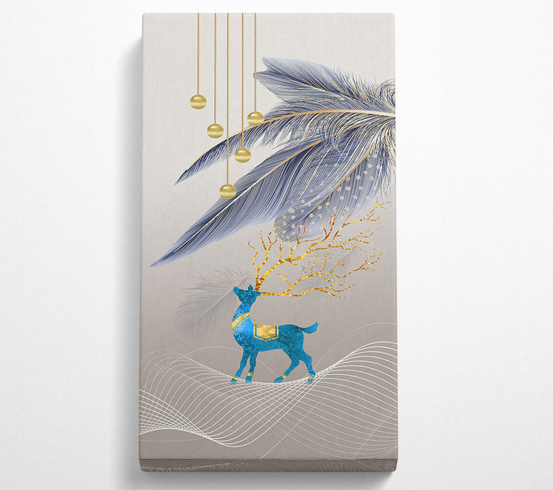  A Canvas Print of Blue Deer With Feathers Canvas Art