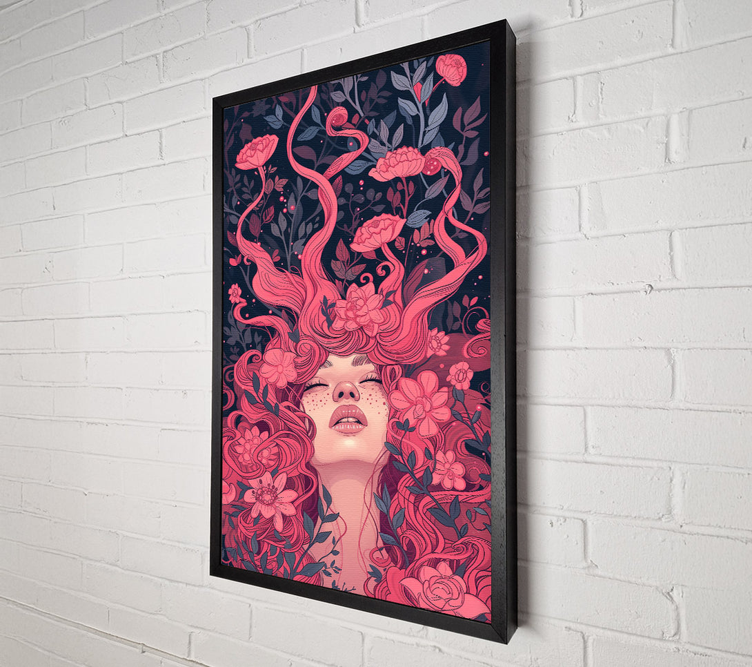  A Canvas Print of Pink Floral Embrace Canvas Wall Art