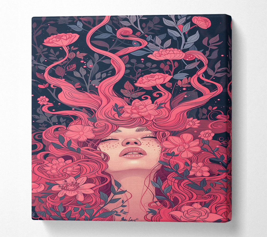  A Canvas Print of Pink Floral Embrace Canvas Wall Art