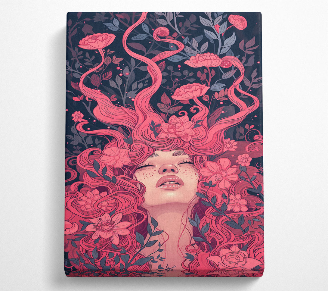  A Canvas Print of Pink Floral Embrace Canvas Wall Art