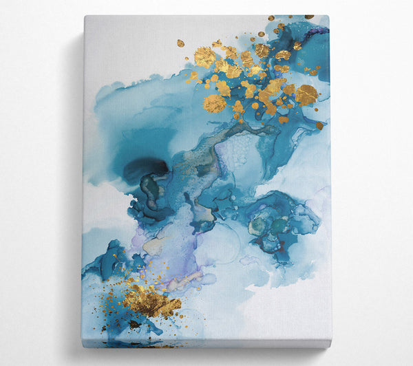  A Canvas Print of Blue Flow And Glitter Gold Canvas Art