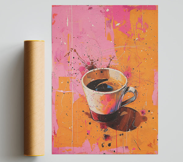 Pink Splashes And Coffee Giclee Print
