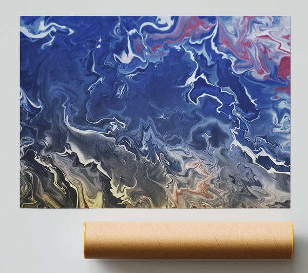 Azure Swirls And Streams Print